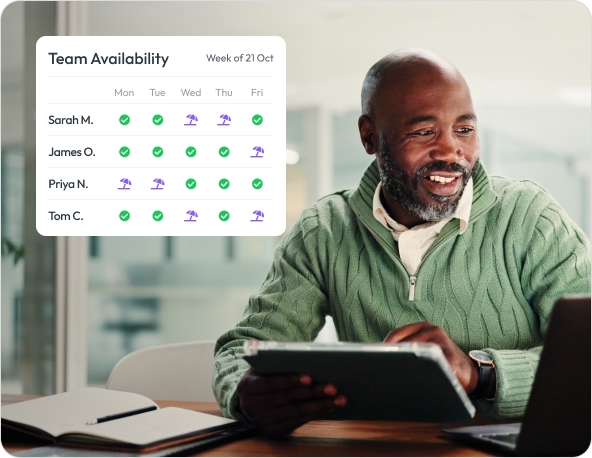 Workmax Time Tracking - Holiday and absence management dashboard