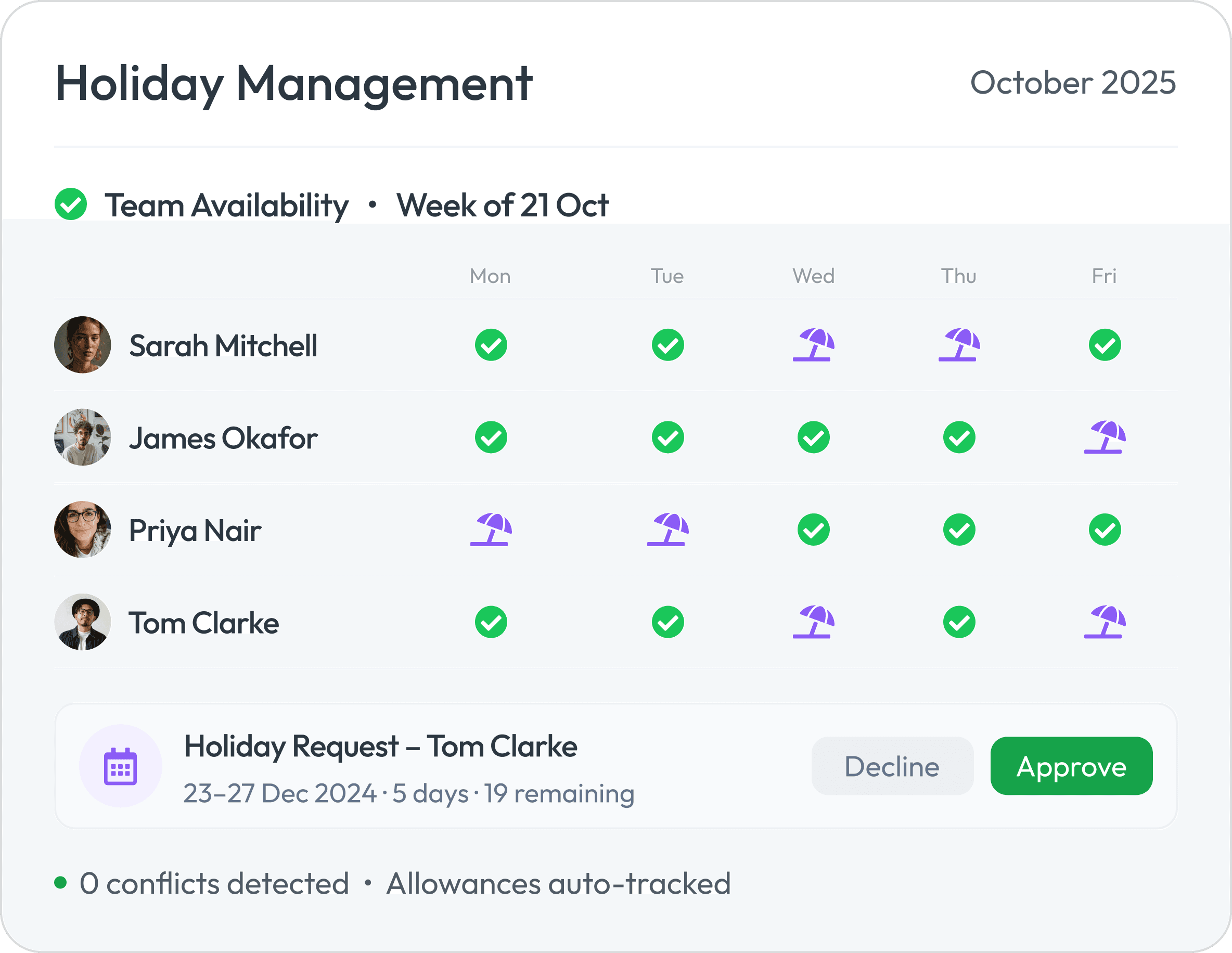 Workmax holiday request and leave-management record