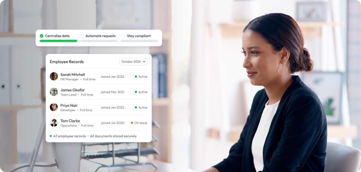Workmax employee record showing workforce and employment information