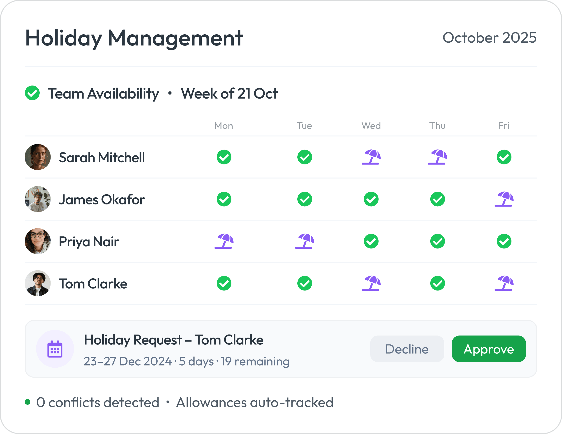 Workmax employee holiday request and leave-management record