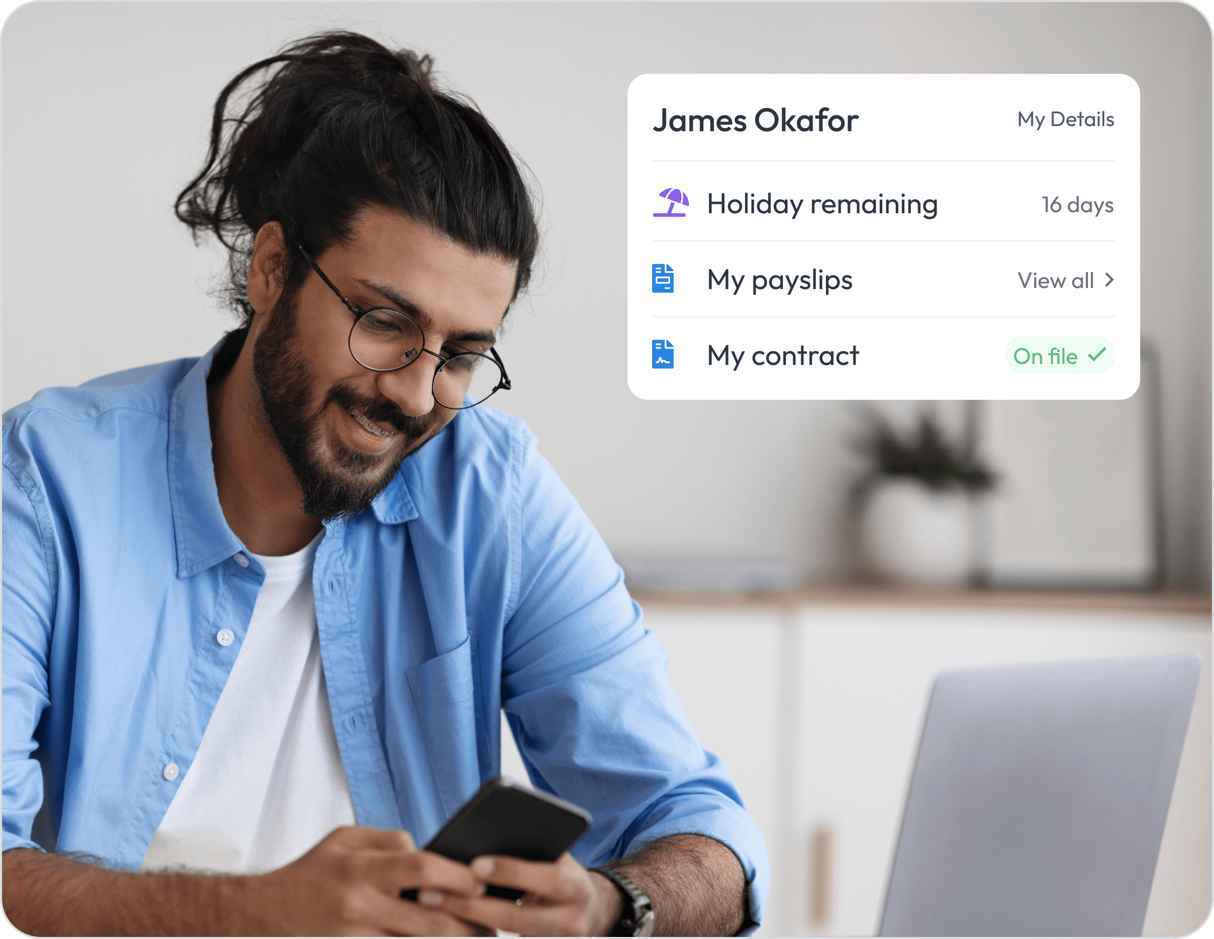 Workmax employee self-service view for HR information and requests