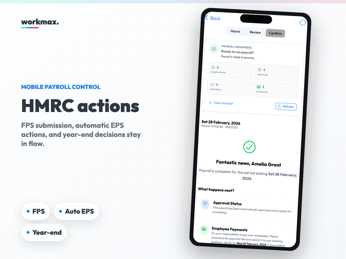 Workmax mobile payroll HMRC actions
