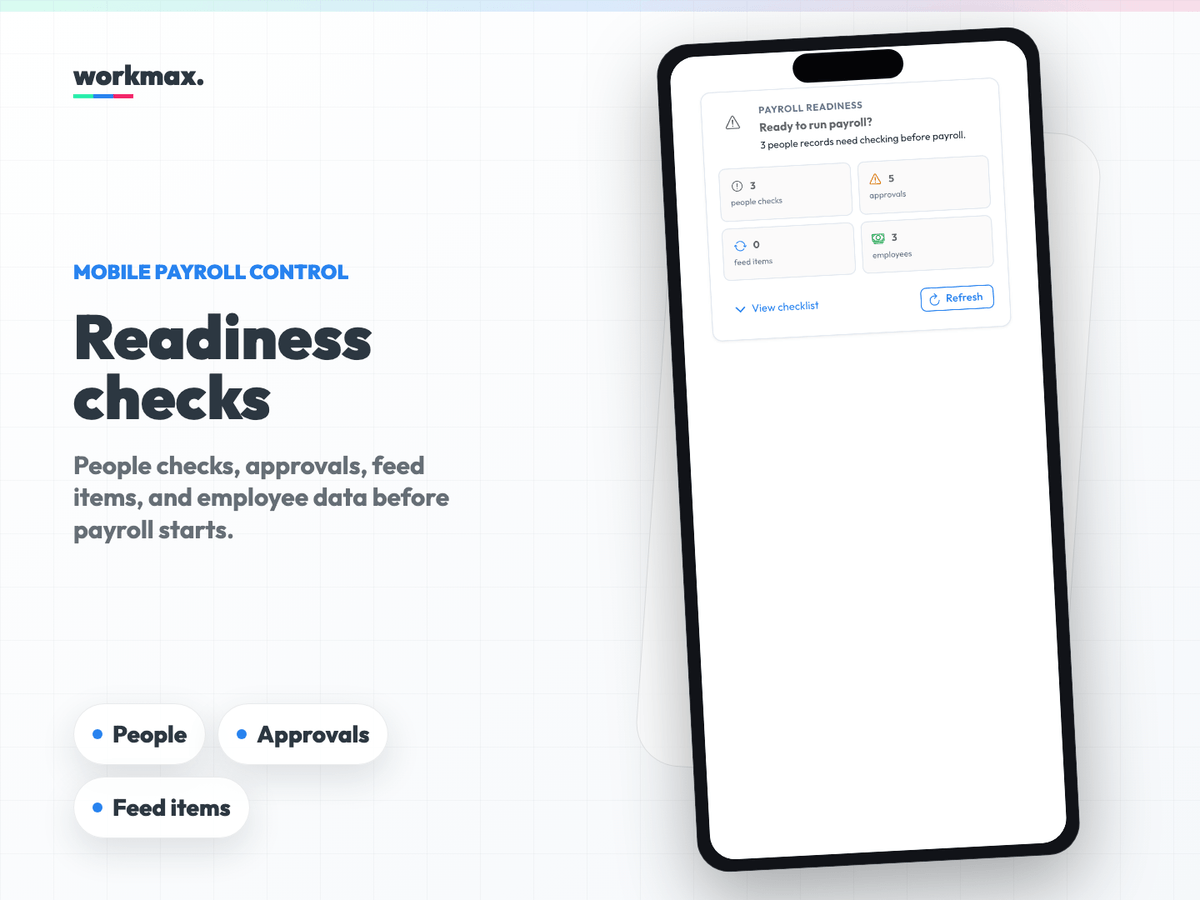 Workmax mobile payroll readiness checks