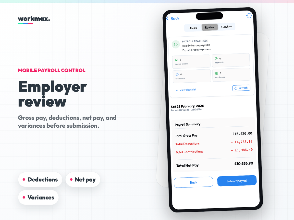 Workmax mobile payroll employer review