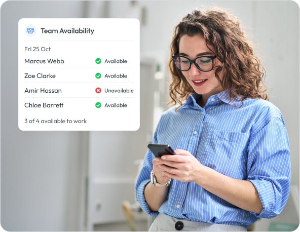 Workmax employee availability view used during rota planning