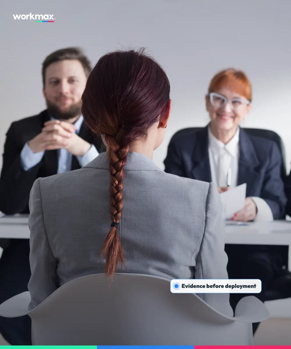 Job candidate meeting an interview panel