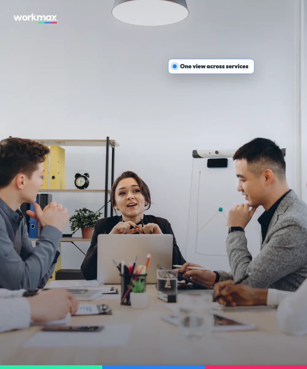 Diverse management team discussing workforce readiness around an office table
