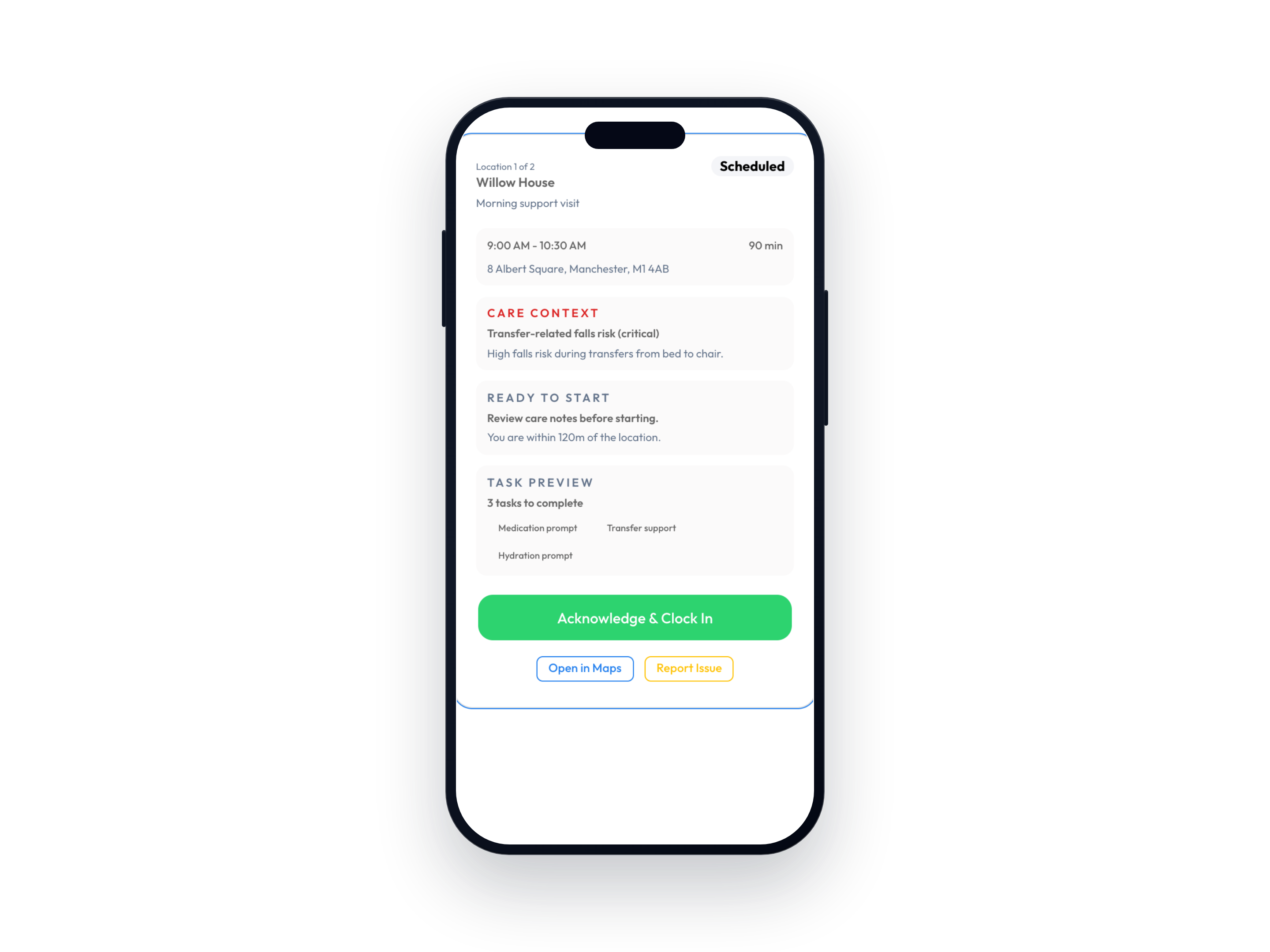 Workmax care visit verification dashboard