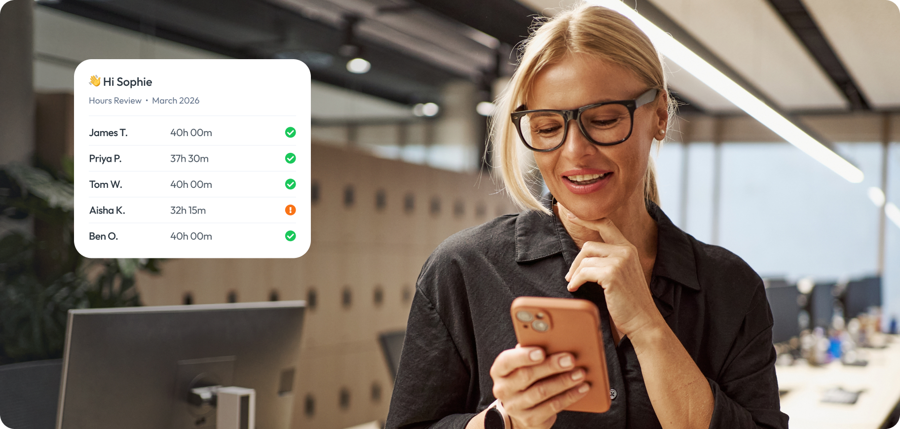Workmax Mobile App - Reviewing hours