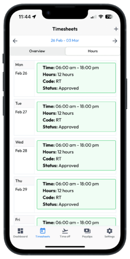 Time tracking mobile app