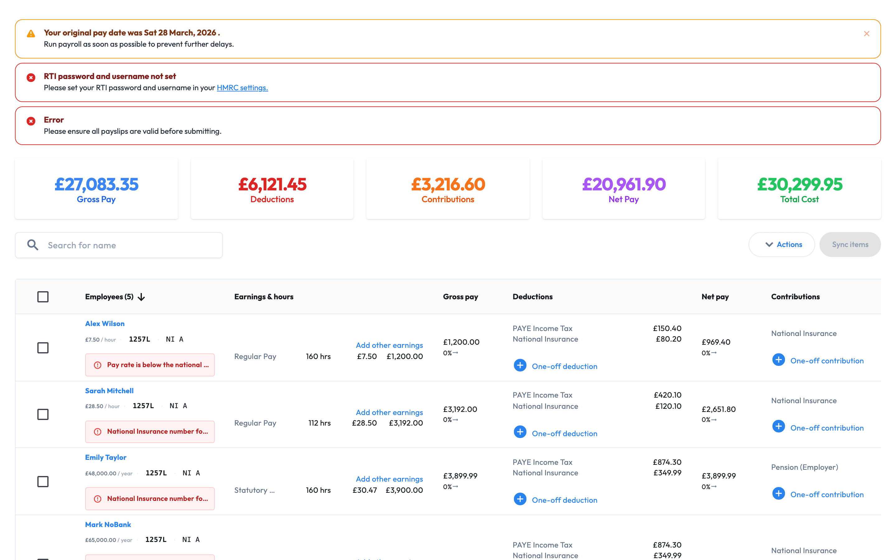 Workmax payroll readiness screen using approved care hours